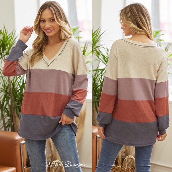❤️LAST 1! SALE! V Neck Lavender/Rust Thermal Super Soft Pullover! - Picture 6 of 8
